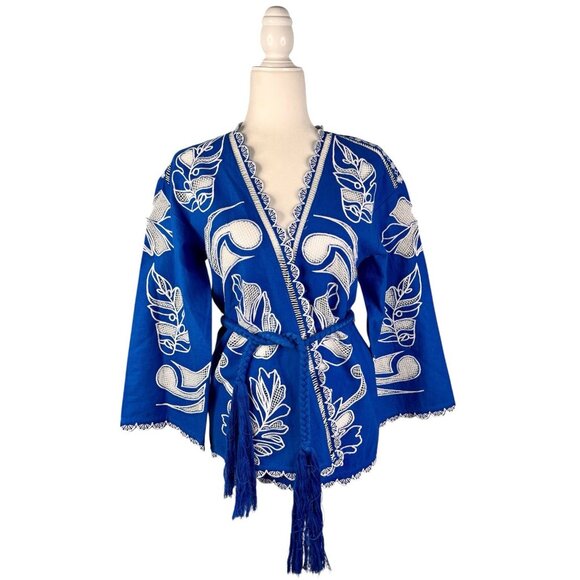 Johnny Was Tops - JOHNNY WAS JADE Women's Blue Divine Oasis Jodie Easy Eyelet Jacket NWT XS